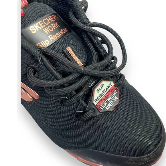 Skechers Work Sure Track Slip Resistant Shoes, Chiton Alloy Toe | Wmns 6.5 Black - Picture 2 of 15